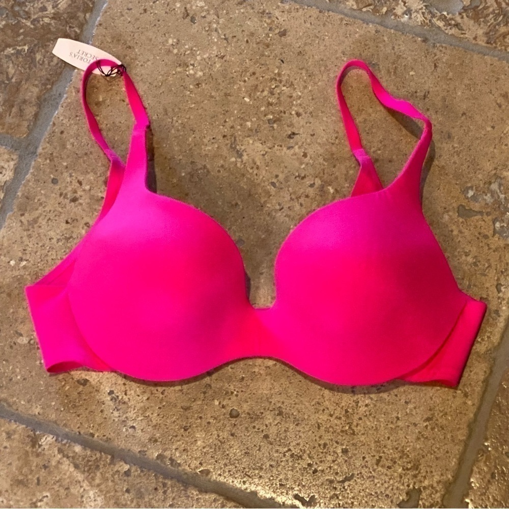 NWT~VICTORIA’S SECRET Hot Pink Lined Demi Underwire Padded Bra Size 34C